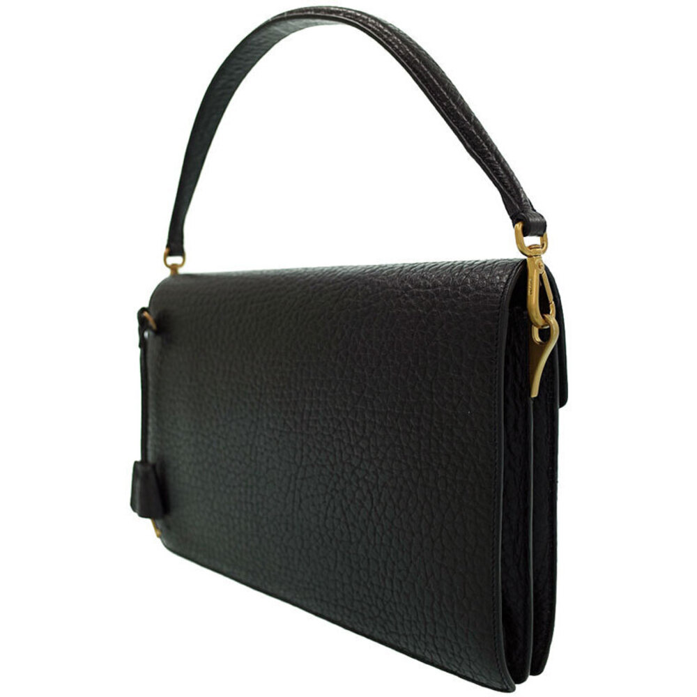 Prada grained black leather Shoulder Sound Bag Berlino
